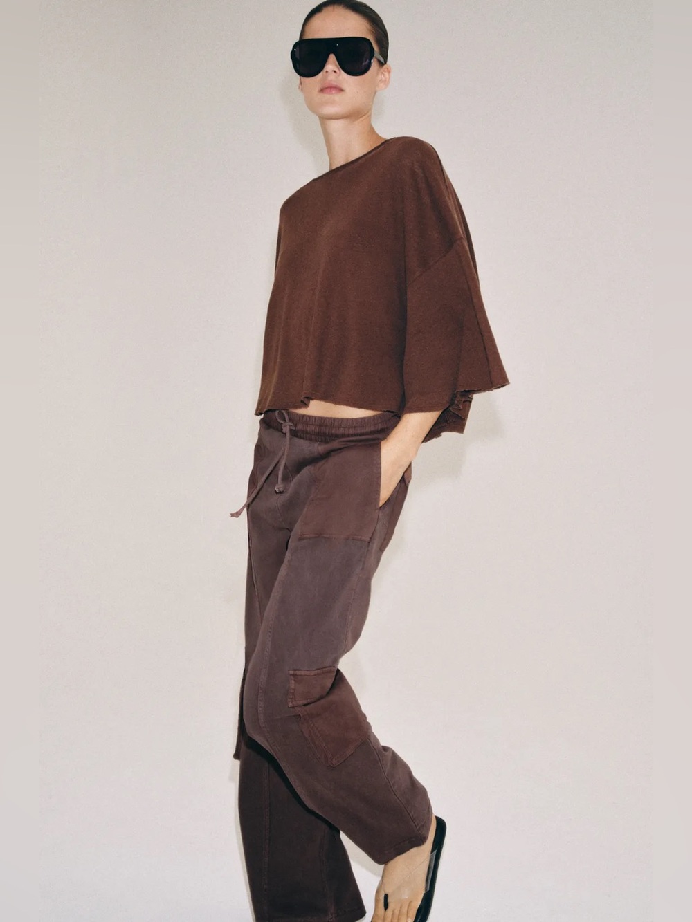 ZARA Cotton & Linen Cape T-Shirt - Picture 2 of 11
